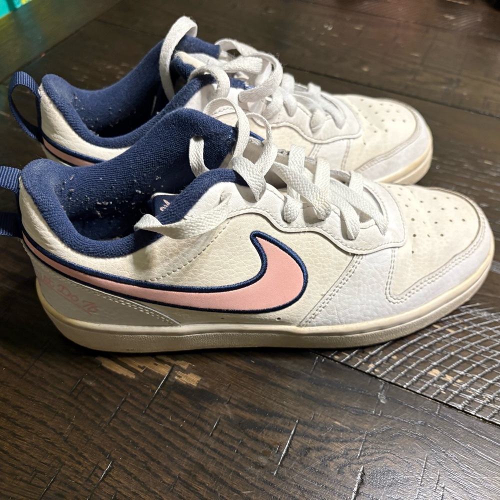 Nike Court Borough Youth Shoes - Pink, White, and Blue